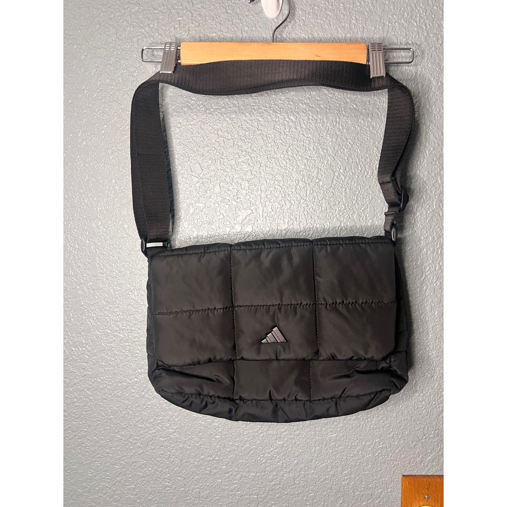 Adidas Puffy Messenger Bag Black Quilted Crossbody Puffer Flap Bag HZ5952